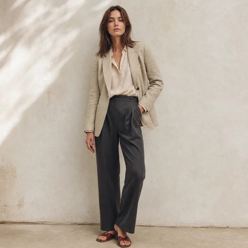 Business casual outfit try-on