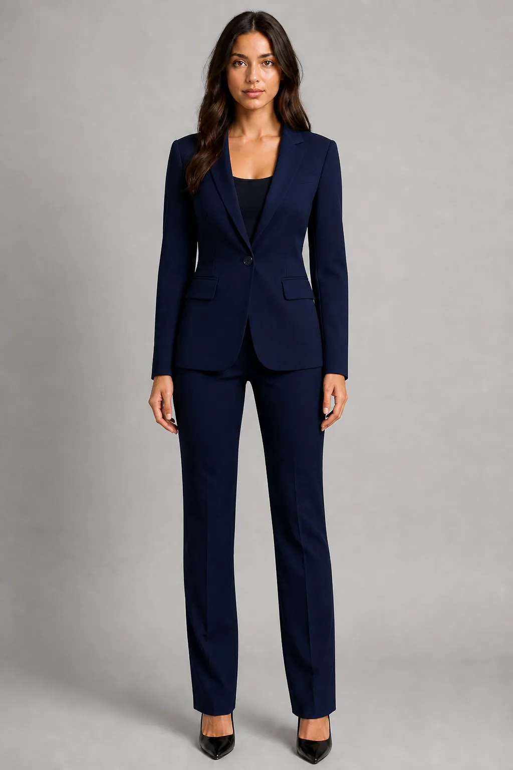 Navy suit look
