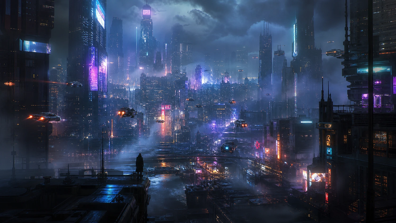 AI generated Sci-fi city still example for text to video