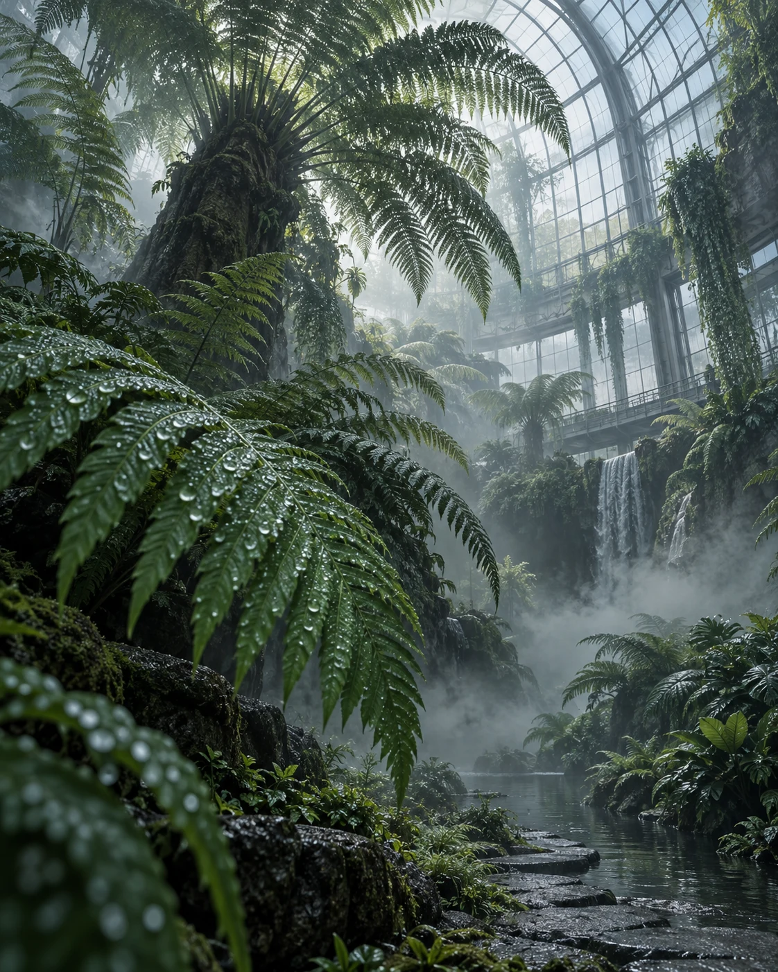 Glasshouse after rain