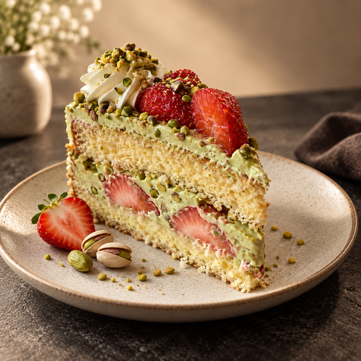 AI generated Cake commercial retouch example for ai food photography