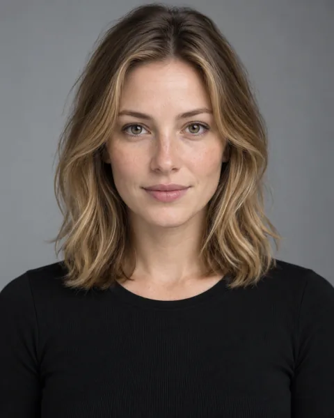 Fictional woman identity reference portrait