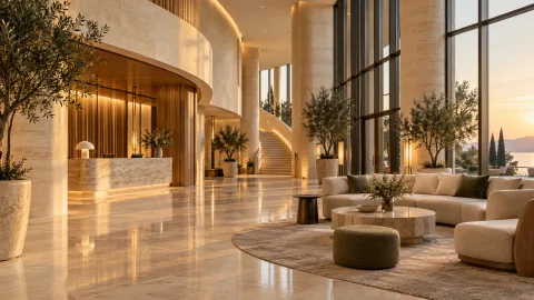 Luxury hotel lobby environment reference